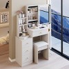 Vanity Desk Modern with LED Mirror and Power Station for Bedroom 29.2in -3irtyhousy - 3 of 4