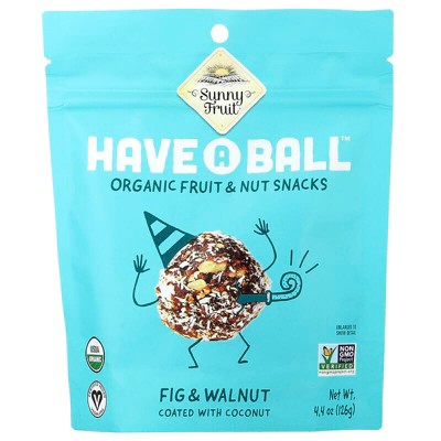 Sunny Fruit, Have A Ball™, Organic Fruit & Nut Snacks, Fig & Walnut, 4.4 oz