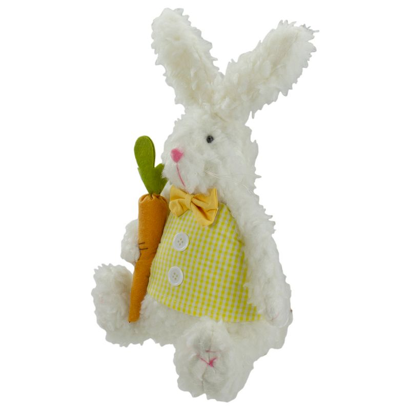 Northlight 14" Plush White Sitting Easter Bunny Rabbit Holding a Carrot Spring Figure, 4 of 6