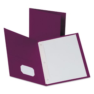 Oxford Twin-Pocket Folders with 3 Fasteners, 0.5" Capacity, 11 x 8.5, Burgundy, 25/Box - 1 of 1