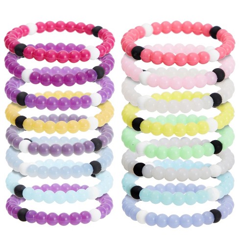 Zodaca 8 Pack Color Changing Cute Bracelets - Silicone Beaded Bracelets  Jewelry Set for Kids, Teen Girls, Women (2.6x0.3 in)