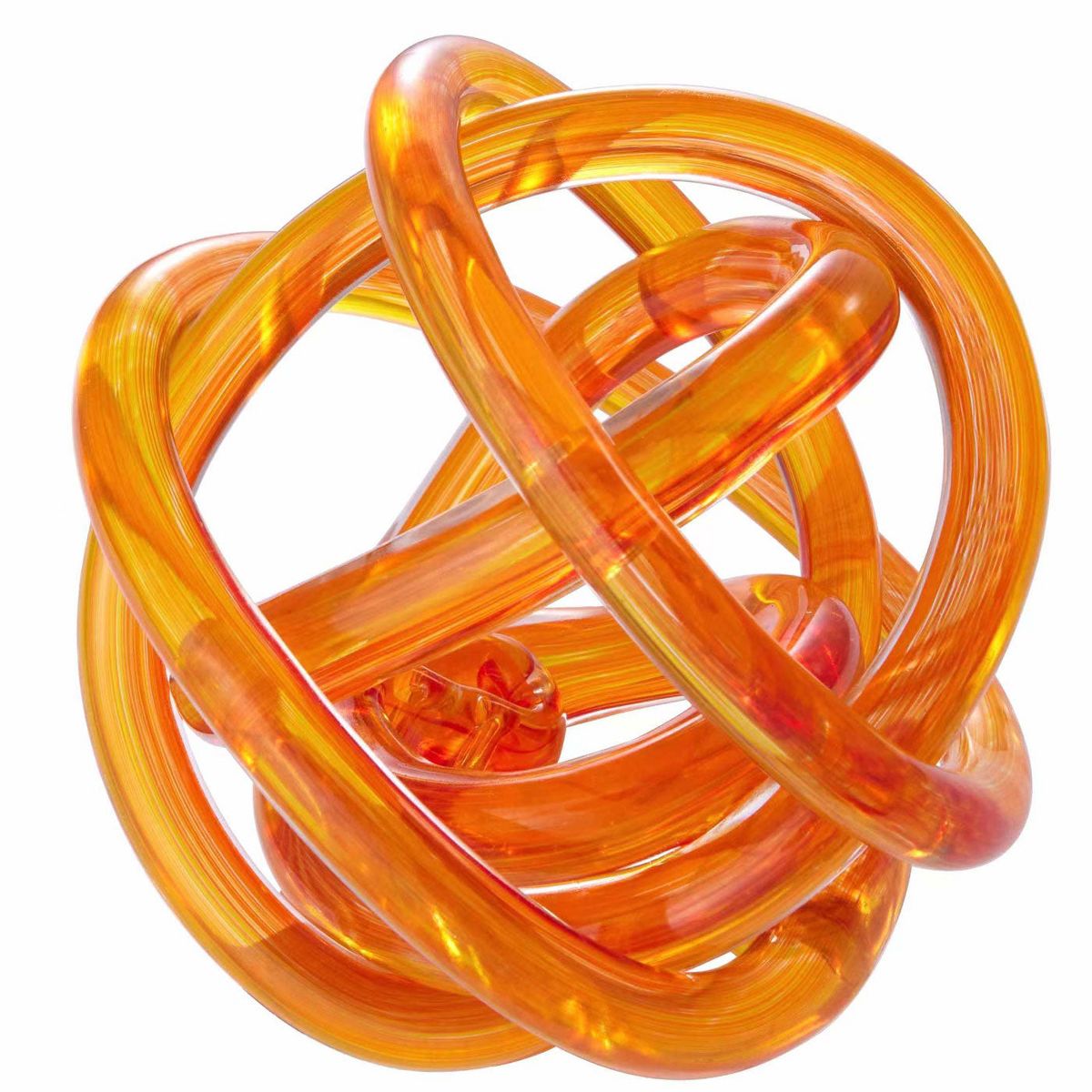 Luxury Lane Hand Blown Orange Infinity Knot Sommerso Art Orbit Glass Ball