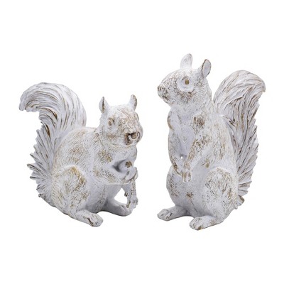 Transpac Resin White Squirrel Set of 2 Home Decorations Spring