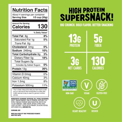 The Only Bean Crunchy Roasted Edamame Bean Snack High Protein Dill Pickle - 4oz