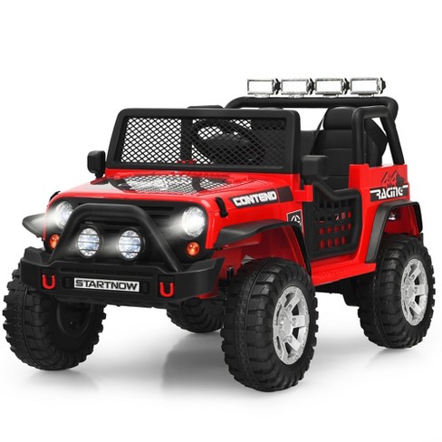 Costway 12V Kids Ride On Truck Remote Control Electric Car with Lights Music Red