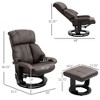 PU Leather Massage Recliner Chair with Ottoman, 360¡ã Swivel Recliner and Footstool, Side Pocket and Remote Control - 3 of 4