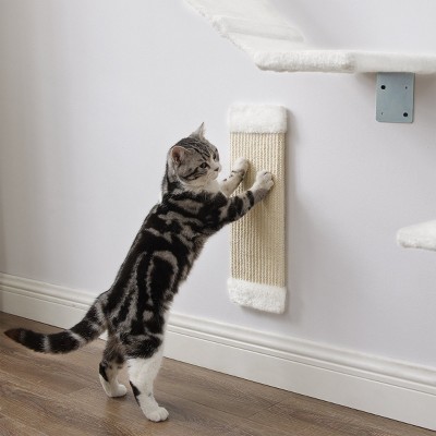 White Wall-Mounted Sisal Cat Climber with Platforms
