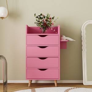 Salon Storage Cabinet, Hairdressing Tools Station W/2 Hair Dryer Holders & 4 Drawers, Raised Table Legs Supports, Multipurpose Tool Cabinet - 1 of 4