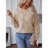 Women Fashion Trendy Long Sleeve Checkered Crewneck Pullover Knit Sweater Tops - 2 of 4