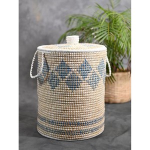 Handwoven Rattan Laundry Basket with Lid – Indigo - 1 of 2