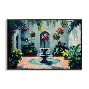 Stupell Industries Floral Fountain Courtyard Framed Giclee Art - 1 of 4