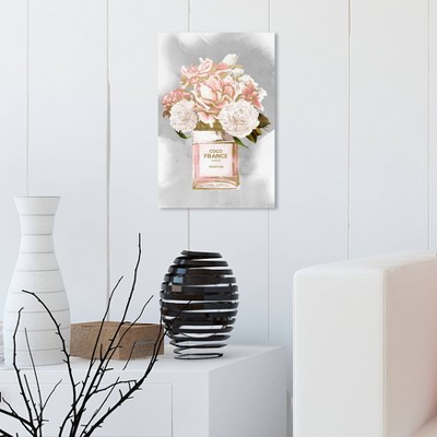 15" x 10" Floral Perfume Peonies Tall Floral and Botanical Unframed Canvas Wall Art in Pink - Oliver Gal: Modern Decor, Digital Print