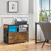 Yaheetech Modern Industrial Rolling Office Filing Cabinets with Upper Baffles, Rustic Brown - 2 of 4