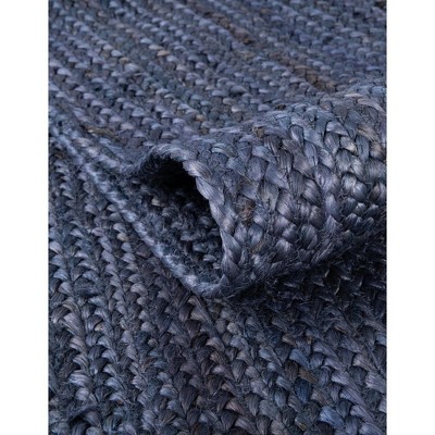 Handmade Navy Blue Reversible Braided Jute Rectangular Rug 8' x 10'