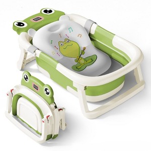 BabyBond Collapsible Baby Bathtub for Infants and Toddlers with Thermometer& 1 Soft Floating Cushion Portable Travel Baby Tub - 1 of 4
