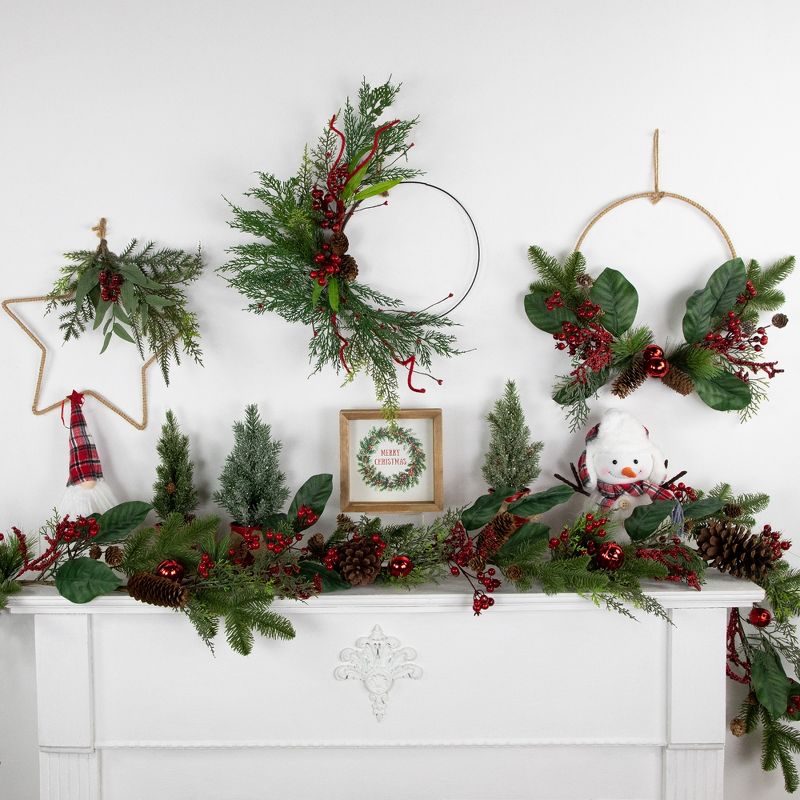 Northlight Real Touch™️ Mixed Greenery and Berries Artificial Christmas Wreath  - 18" - Unlit, 3 of 10