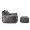 Bean Bag Chair Modern with Footstool and Armrests for Living Room Lounge 27.5"W-3irtyhousy - 3 of 4