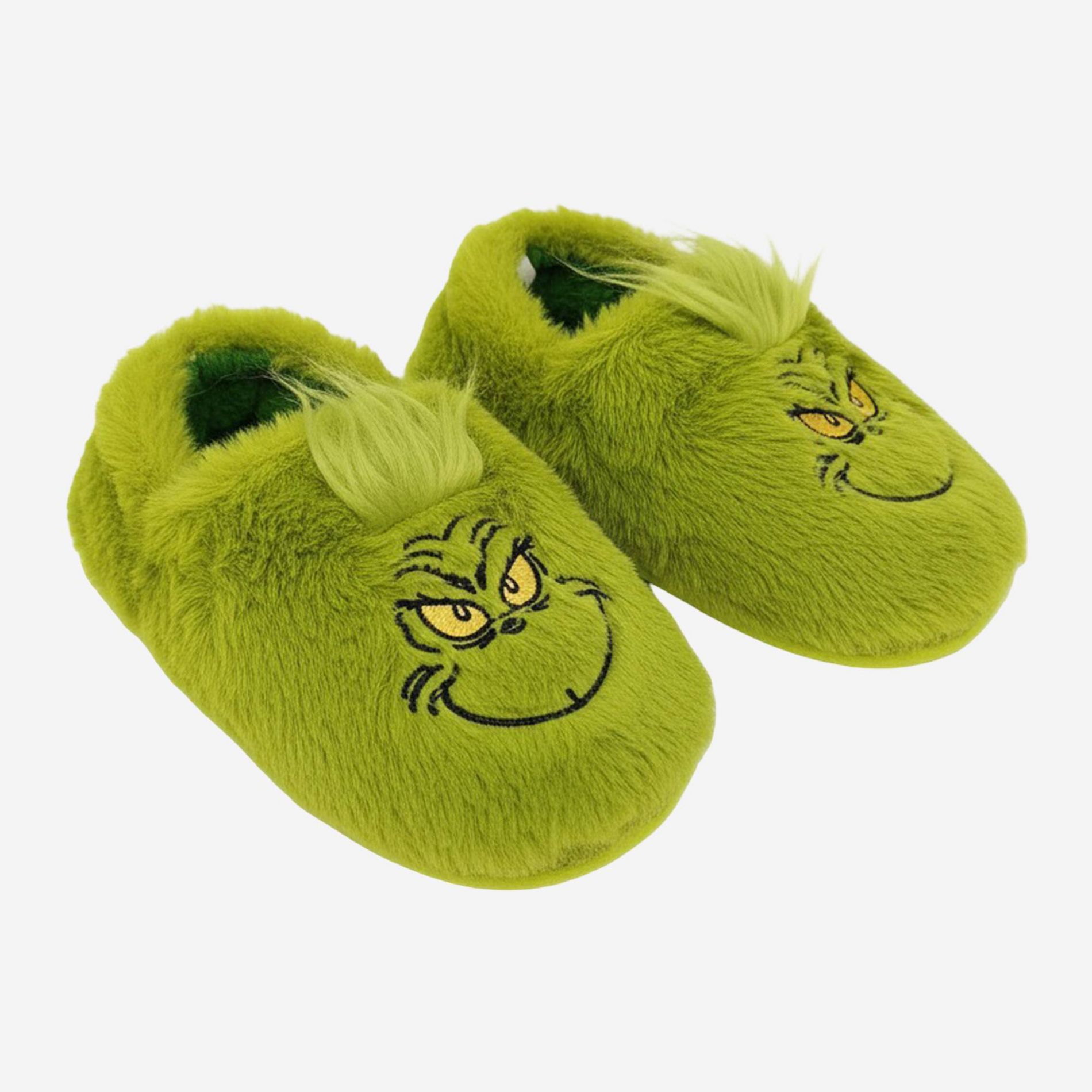 Women's The Grinch Faux Fur Slipper Socks with Grippers - Green