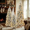 KWPZQEB 3 Pcs Flocked Artificial Christmas Tree Set with LED Lights, Prelit 4ft/5ft/6ft Artificial Xmas Decor, Flocked Christmas Tree for Indoor,White - 2 of 4