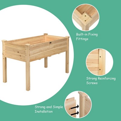 Natural Cedar Wood Raised Garden Bed Planter Box for Outdoor Deck