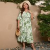 Clearlove Womens 2025 Casual Plus Size Print V Neck Flared Sleeve Maxi Dress - 2 of 4