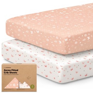 2pk Aereo Fitted Crib Sheets for Boys, Girls, 52x28 Standard Baby Crib Mattress Sheets, Bamboo Viscose Cotton - 1 of 4