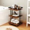 Infurnic Utility Storage Carts Multi-tier Salon Cart with Universal Wheels 3-Tier Storage Iron Rails Rustic, Brown, 18.90"*15.90"*29.50" - 3 of 4
