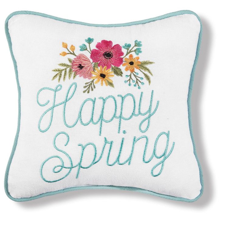 C&F Home 10" x 10" Happy Spring Embroidered Throw Pillow, 1 of 6