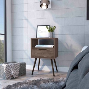 Gulches Modern Compact Nightstand with Drawer, Open Shelf and 4 Casters 20"H x 18.9"W x 15.7"D for Versatile Bedroom Use - 1 of 4