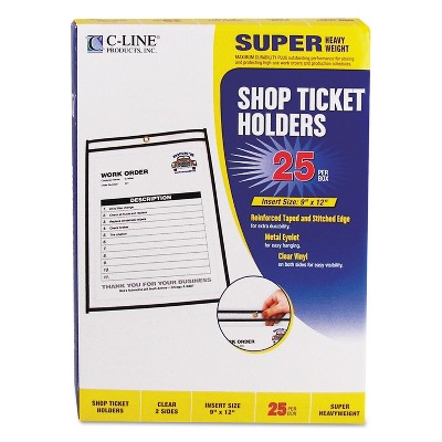 C-Line Shop Ticket Holders Stitched Both Sides Clear 75" 9 x 12 25/BX 46912