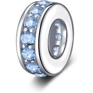 Sterling Silver Clear CZ Spacer Charm Bead for Bracelets - 1 of 4