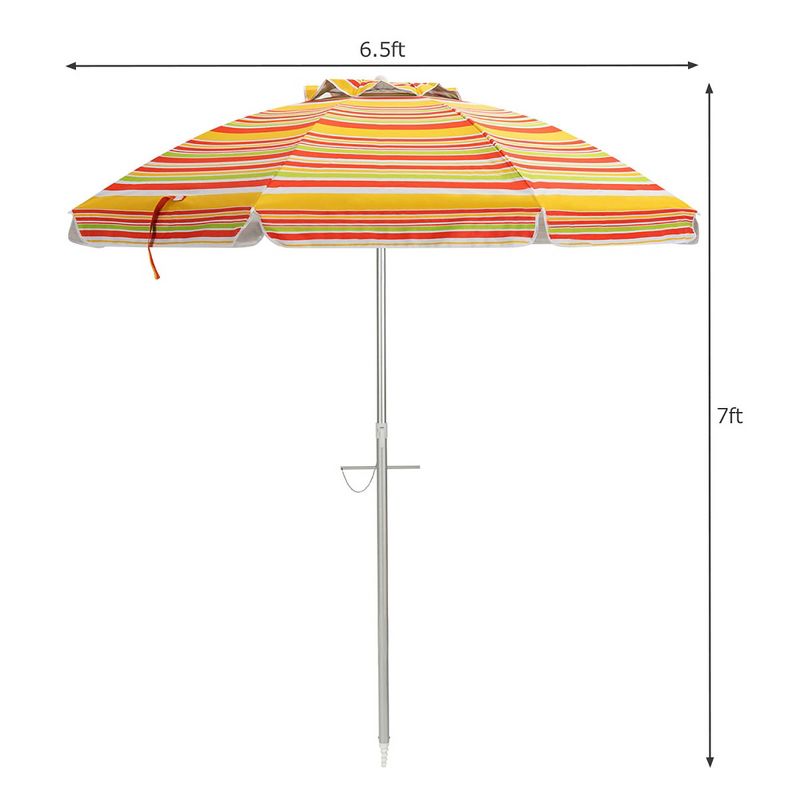 Costway 6.5FT Patio Beach Umbrella Sun Shade Tilt Carry Bag, 3 of 10