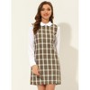 Allegra K Women's Contrast Peter Pan Collar Long Sleeve Above Knee Shift Plaid Dress - 2 of 4