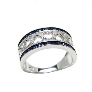 Lacy Hearts Band Ring Sterling Silver Blue Cz Womens Ginger Lyne Collection Size 6 - 1 of 4