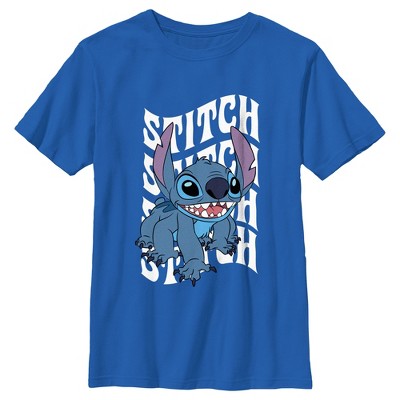 Boy's Lilo & Stitch Wavy Alien T-shirt - Royal Blue - X Large : Target