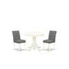 East West Furniture 3 Piece Kitchen Table Set consists A Wooden Table and 2 Platinum Gray Faux Leather Person Chairs with Stylish Back - 2 of 4