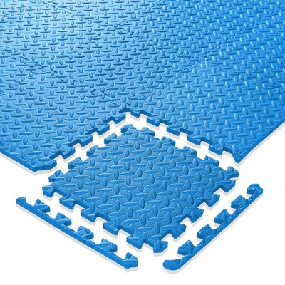 Blue EVA Foam Rubber Interlocking Exercise Floor Mats, 12" x 12"