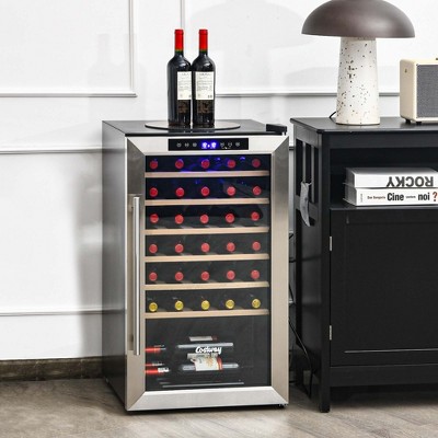 Costway 20 Inch Silver Stainless Steel Wine Cooler with Glass Door