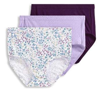 Jockey Womens Plus Size Elance Brief 3 Pack Underwear Briefs 100% cotton 9  Apple Blossom/Rice Flower/Black Currant