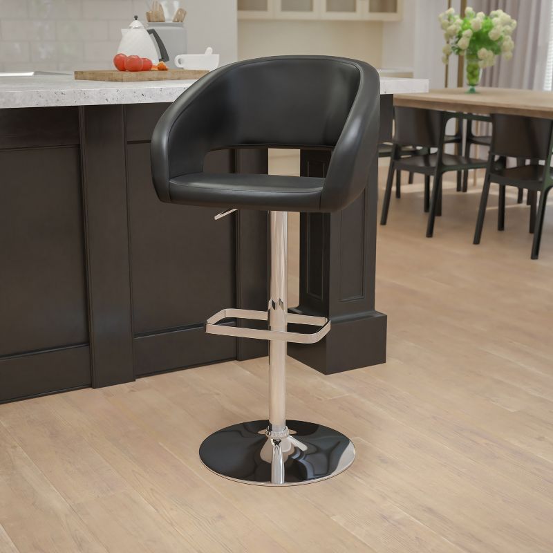 Flash Furniture Contemporary Vinyl Adjustable Height Barstool with Rounded Mid-Back, 3 of 12