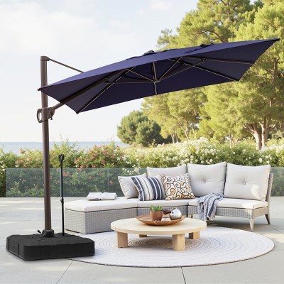 Crestlive Products 9x11FT Cantilever Umbrella UV30+ Outdoor 360 Degree Rotation Offset Umbrella 6 Heights Adjustable with Base
