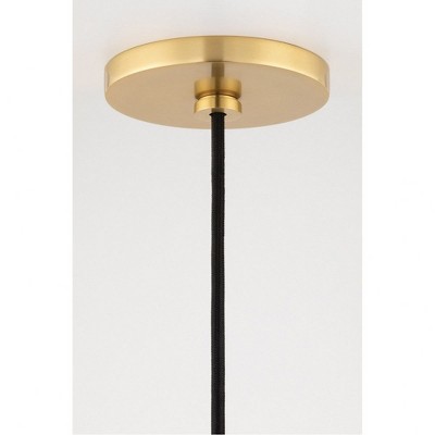 Aged Brass and Cream Large Cone Pendant Light