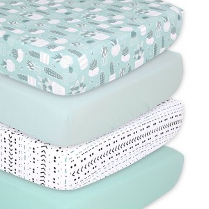 The Peanutshell Fitted Crib Sheets - Cactus and Pastel Green - 4pk - 1 of 4