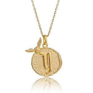 Harry Potter Wizarding World Golden Snitch Initial Gold Plated Pendant Necklace, 18" - 1 of 4