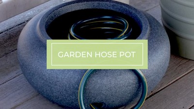 Granite Gray Ceramic Outdoor Garden Hose Storage Pot Set
