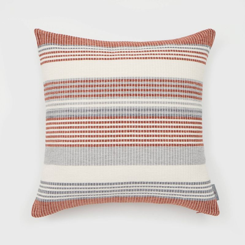 18"x18" Freja Striped Chenille Woven Square Throw Pillow - Evergrace, 1 of 9
