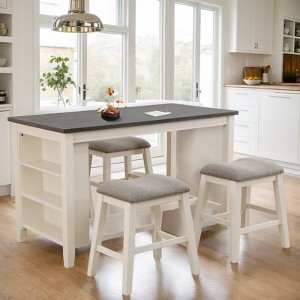 Etelifrank Modern Sleek Design Solid Wood Dining Table with Storage Shelf - 1 of 4