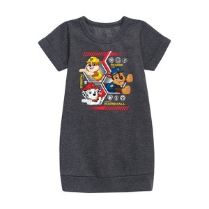 - Paw Patrol - Chase Rubble Marshall Hexagons Graphic Short Sleeve Fleece Dress - 1 of 4