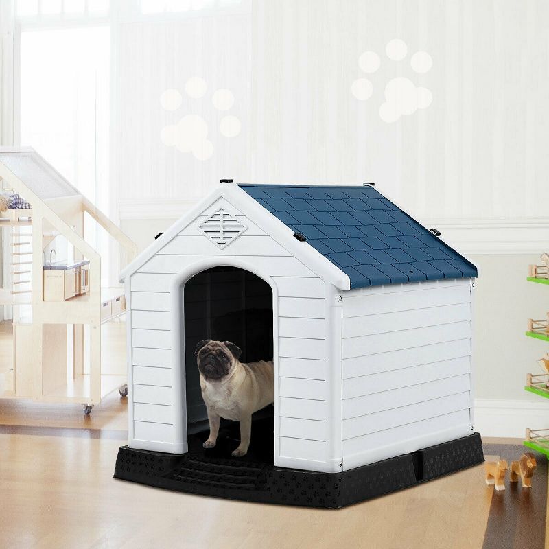 Tangkula Plastic Dog House Pet Puppy Shelter Waterproof Indoor/Outdoor Ventilate Blue, 2 of 11