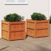 vidaXL Outdoor Garden Planters/Flower Boxes - 2 Pcs Wax Brown Pine - 23.6"x23.6"x23.6" - 2 of 4